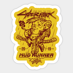 Cyberpork 2019: Mud Runner. Monochrome Sticker